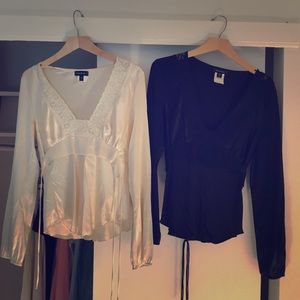 SOLD DO NOT BUY BLACK SATIN BEBE BLOUSE  (SOLD IVORY)